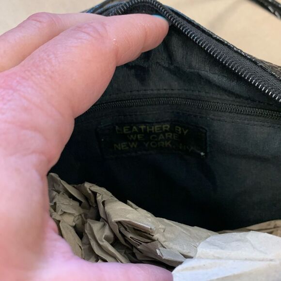 Vintage We Care Croc Embossed Leather Bag - Picture 2 of 3